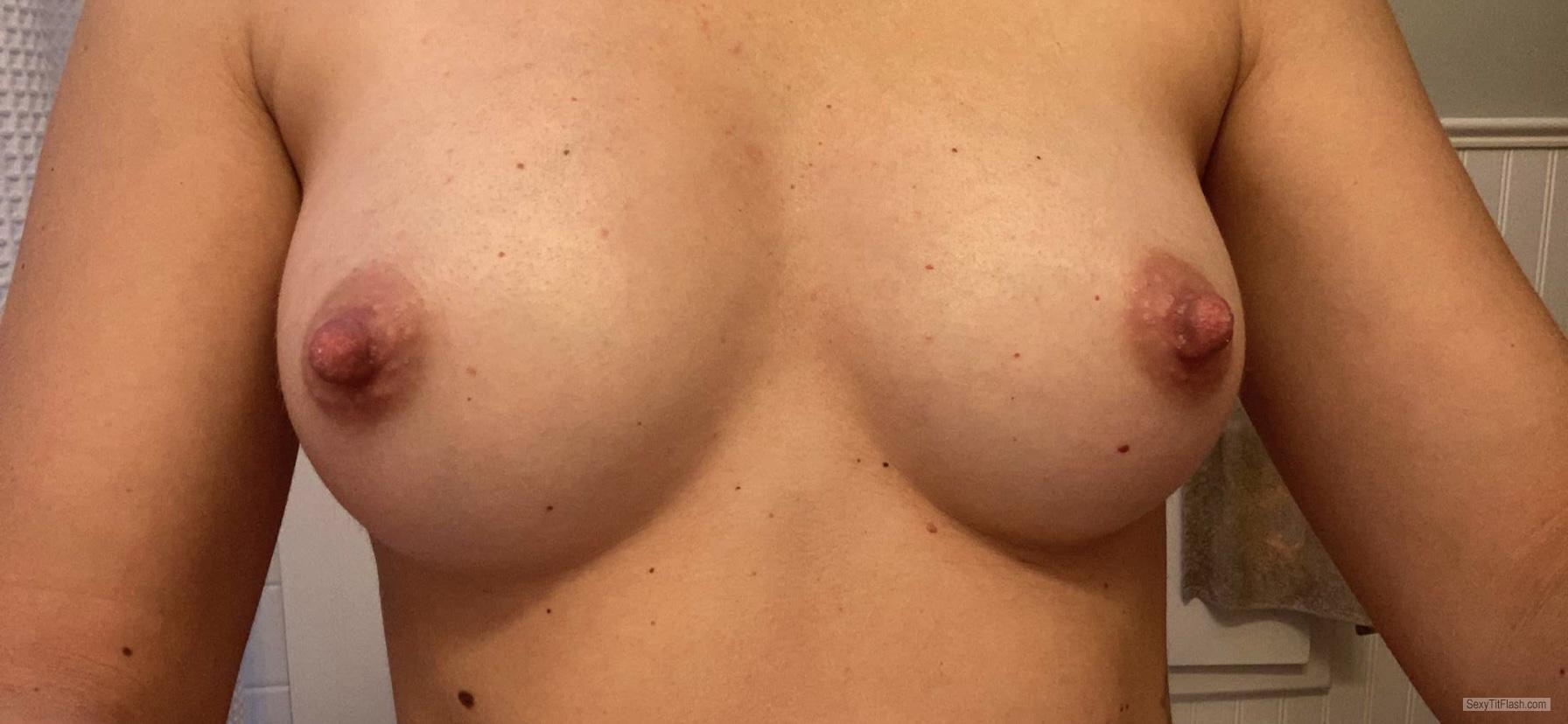 Tit Flash: My Big Tits (Selfie) - Prego Tits from United States